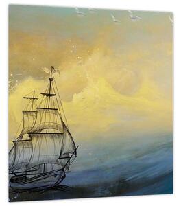 Obraz - Malba loď na moři (30x30 cm)