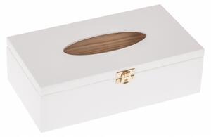FK Dřevěná krabička na kapesníky se sponou - 26x14x8 cm, Bílá