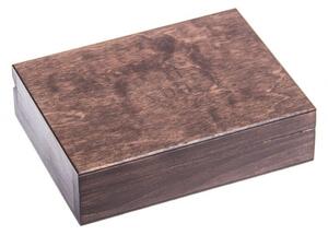 Dřevěná krabička s dvěmi přihrádkami - 16x12x4 cm, Tmavě hnědá