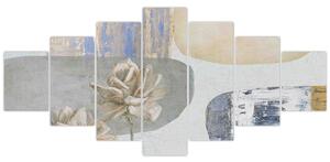 Obraz - Malba s květy a texturami (210x100 cm)