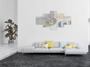 Obraz - Malba s květy a texturami (125x70 cm)