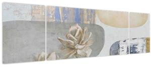 Obraz - Malba s květy a texturami (170x50 cm)