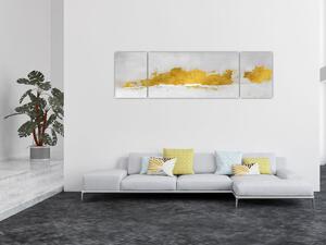 Obraz - Zlaté a šedé tahy (170x50 cm)