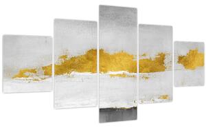Obraz - Zlaté a šedé tahy (125x70 cm)