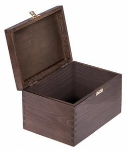 Dřevěná krabička se sponou - 22x16x14 cm, Tmavě hnědá