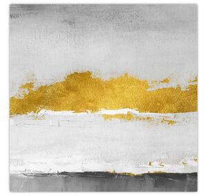 Obraz - Zlaté a šedé tahy (30x30 cm)