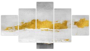 Obraz - Zlaté a šedé tahy (125x70 cm)