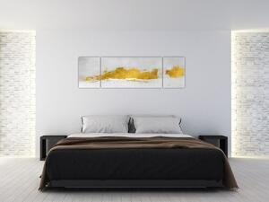 Obraz - Zlaté a šedé tahy (170x50 cm)