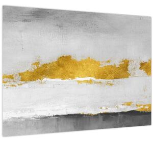 Obraz - Zlaté a šedé tahy (70x50 cm)