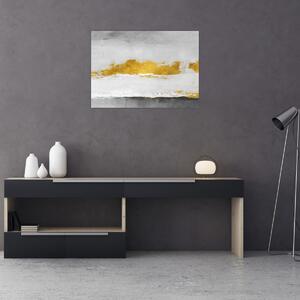 Obraz - Zlaté a šedé tahy (70x50 cm)