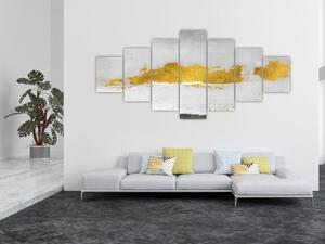 Obraz - Zlaté a šedé tahy (210x100 cm)