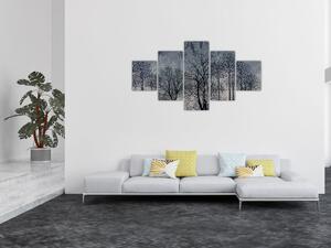 Obraz - Siluety stromů s listy (125x70 cm)