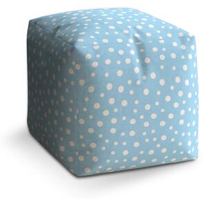 Sablio Taburet Cube Bílé puntíky na modré - 40x40x40 cm