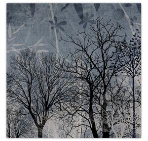 Obraz - Siluety stromů s listy (30x30 cm)
