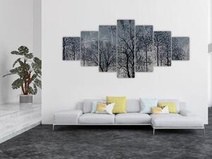 Obraz - Siluety stromů s listy (210x100 cm)