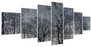 Obraz - Siluety stromů s listy (210x100 cm)