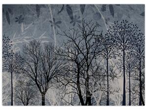 Obraz - Siluety stromů s listy (70x50 cm)