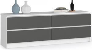 Komoda K160 4SZ - bílá/grafit