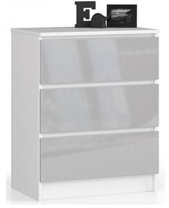 Komoda K60 3SZ - bílá/metalic lesk