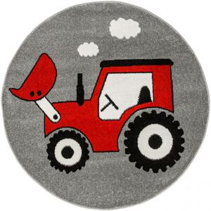 Koberec Lima G753A traktor, červený / šedý kruh