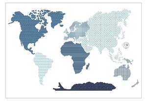 Samolepka World Map Blue