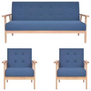3dílná sedací souprava textilní čalounění modrá