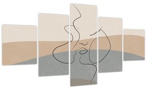 Obraz - Line art polibek (125x70 cm)