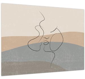 Obraz - Line art polibek (70x50 cm)