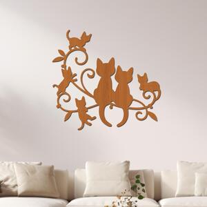 Dřevo života | Dřevěná dekorace na zeď Kočičky | Rozměry (cm): 55x60 | Barva: Ořech