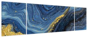 Obraz -Modro-zlatá abstrakce (170x50 cm)