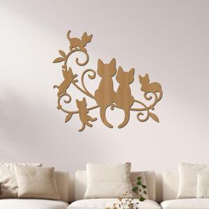 Dřevo života | Dřevěná dekorace na zeď Kočičky | Rozměry (cm): 74x80 | Barva: Buk