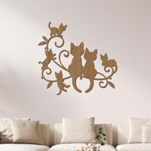 Dřevo života | Dřevěná dekorace na zeď Kočičky | Rozměry (cm): 37x40 | Barva: Šedá