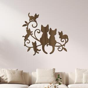 Dřevo života | Dřevěná dekorace na zeď Kočičky | Rozměry (cm): 55x60 | Barva: Třešeň
