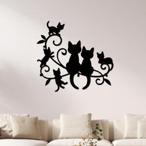 Dřevo života | Dřevěná dekorace na zeď Kočičky | Rozměry (cm): 74x80 | Barva: Černá