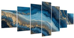 Obraz - Modrá mramorová abstrakce (210x100 cm)