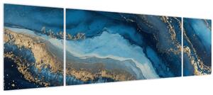 Obraz - Modrá mramorová abstrakce (170x50 cm)