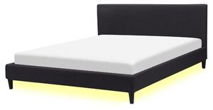 Manželská postel 160 cm FUTTI (s roštem a LED osvětlením) (černá). 1007270