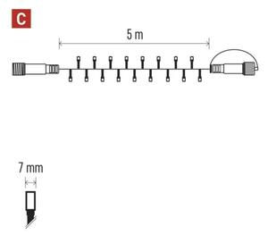 Propojovatelný řetěz 50xLED/5m IP44 teplá bílá bílá