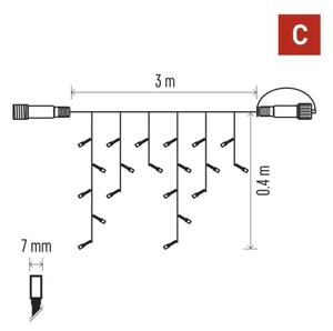 LED Venkovní řetěz 50xLED/3x0,4m IP44 studená bílá