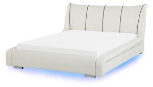 Manželská postel 140 cm NICE (s roštem a LED osvětlením) (bílá). 1007389