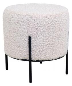 Taburet Alford, bílý bouclé, Ø35,5×37 cm – House Nordic