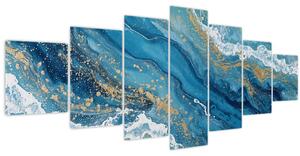 Obraz - Bleděmodrý mramor se zlatem II. (210x100 cm)