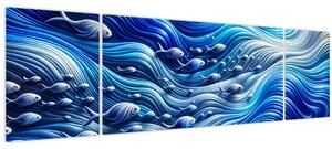 Obraz - Ryby ve vlnách (170x50 cm)
