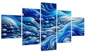 Obraz - Ryby ve vlnách (125x70 cm)