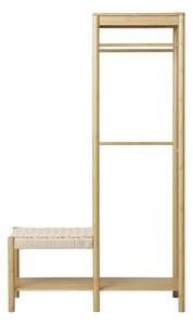 Věšák na oblečení Ember s lavicí, bambus/papírový výplet, přírodní, 95×36×165 cm – House Nordic