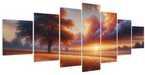 Obraz - Západ slunce v poli (210x100 cm)