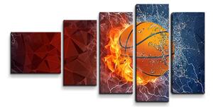 Sablio Obraz - 5-dílný Basketbalový míč - 100x60 cm