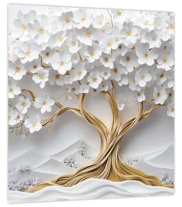 Obraz - 3D elegantní strom života plný květů (30x30 cm)