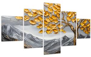 Obraz - Strom se zlatými listy (125x70 cm)