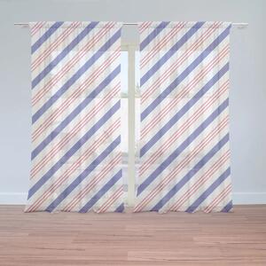 Sablio Záclony Modročervené pruhy: 2ks 150x250cm